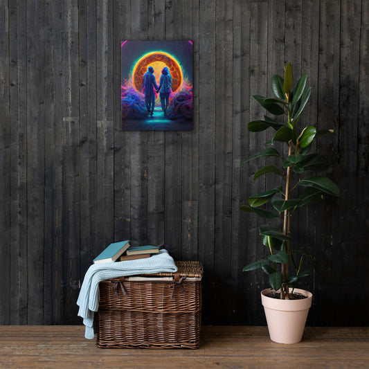 Two lovers enter a portal 1.0 Thin canvas