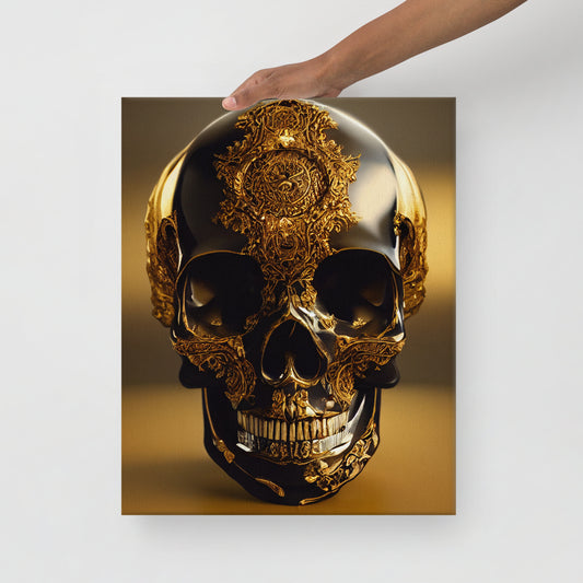 Obsidian Skull Gilded in Gold 1.0 Thin Canvas Wall Art