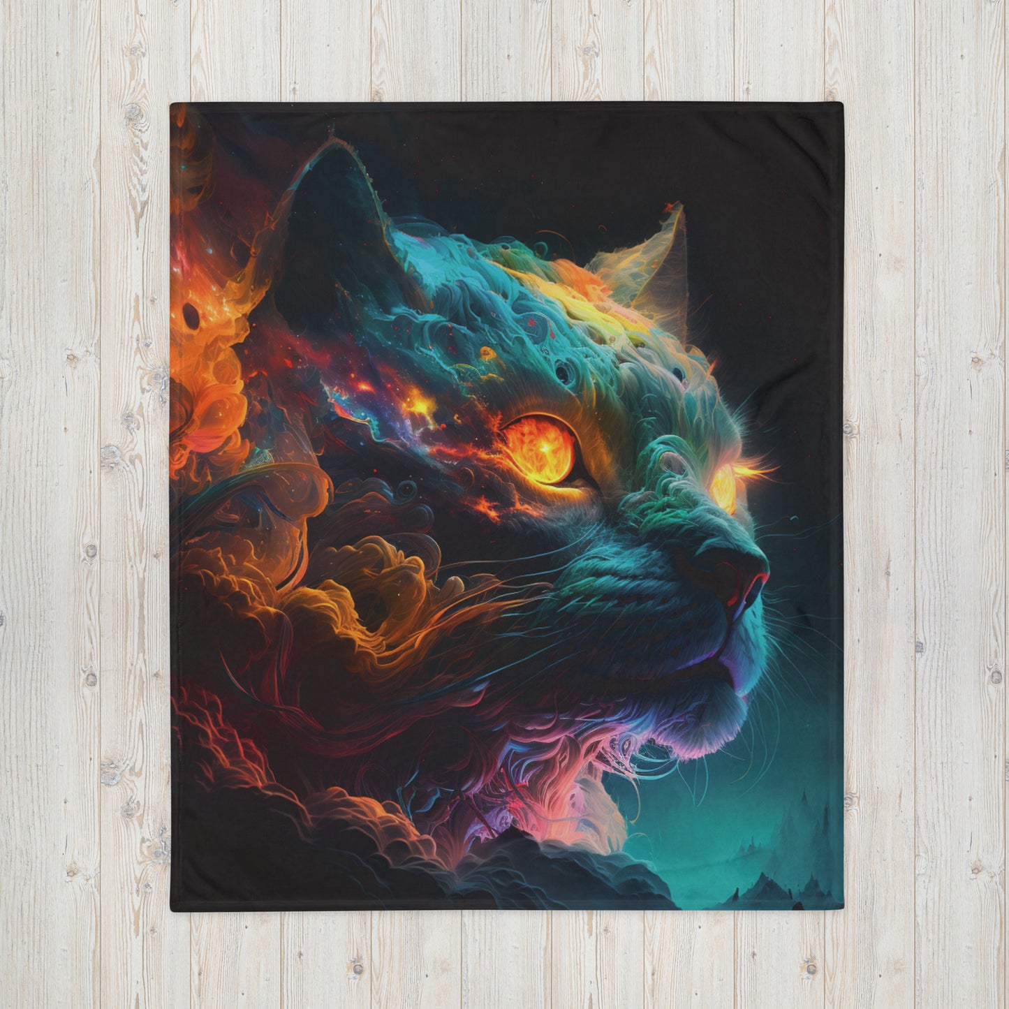 Rainbow Nebula Cat 1.0 Throw Blanket