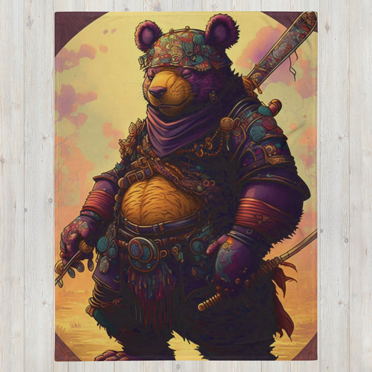 Samurai Pooh Bear 1.0 Throw Blanket