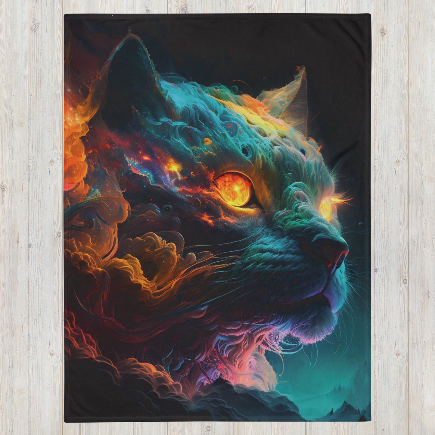 Rainbow Nebula Cat 1.0 Throw Blanket