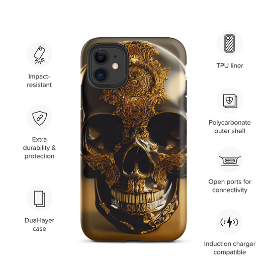 Obsidian Skull Gilded in Gold 1.0 Tough iPhone case