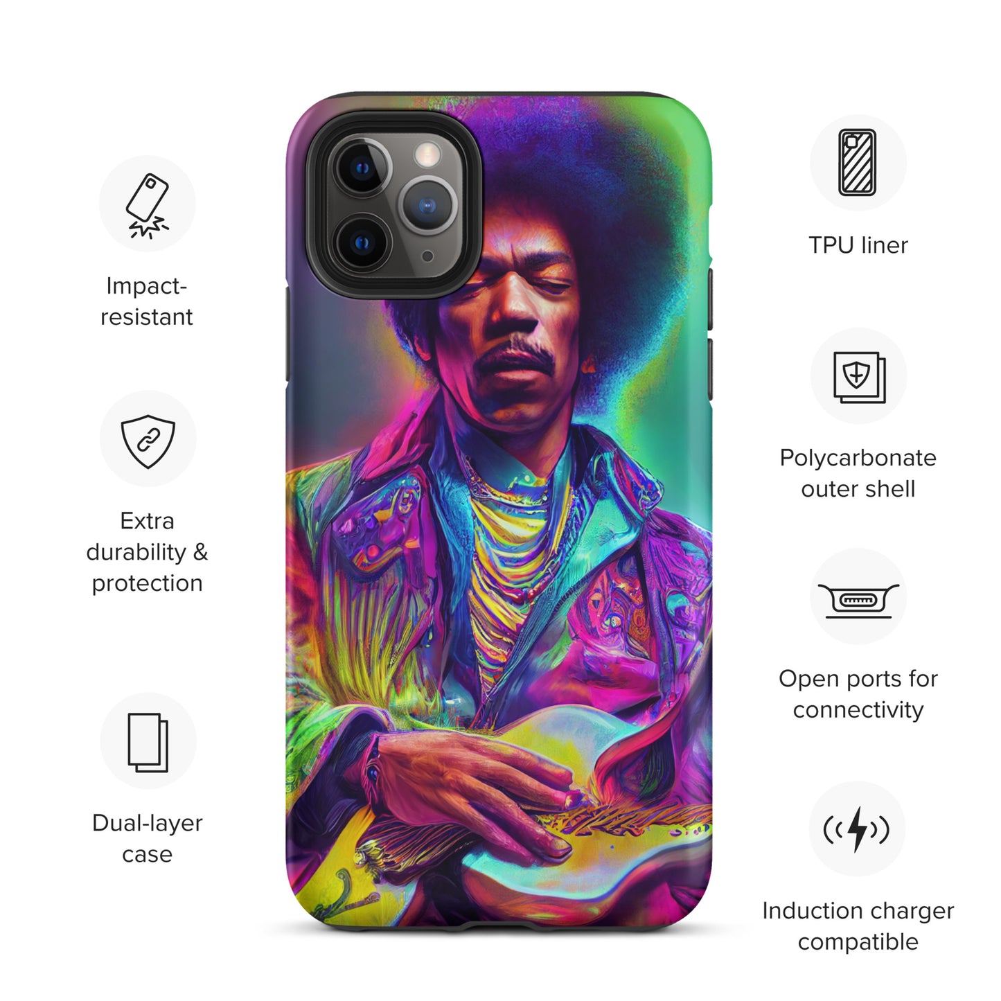 Jimi Hendrix Neon 1.0 Tough iPhone case